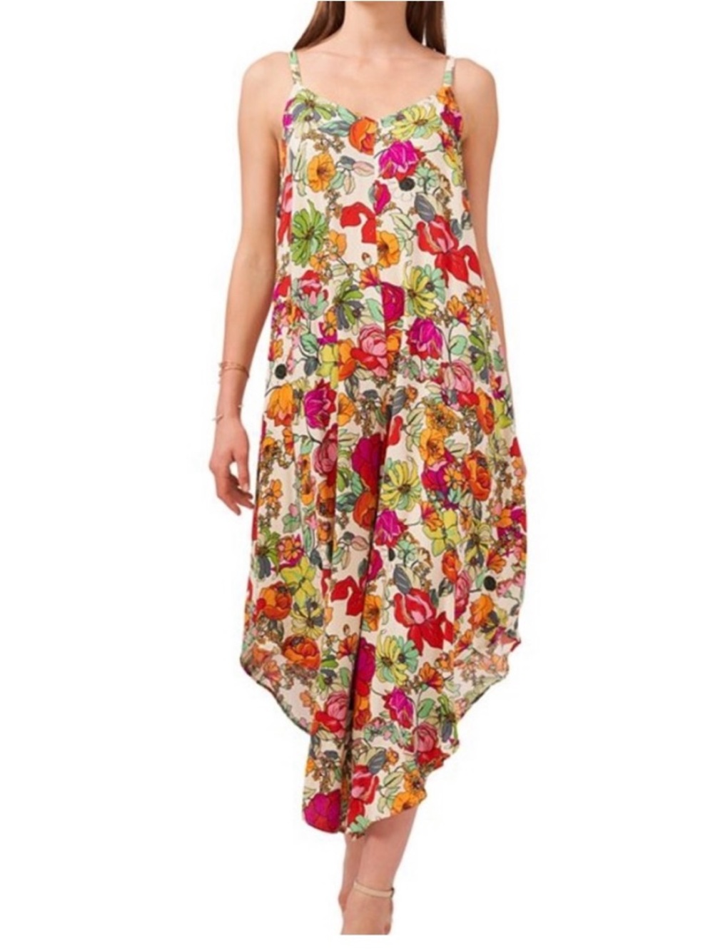 MSK Cream Jumpsuit with Multicolor Floral Print - Picture 3 of 9